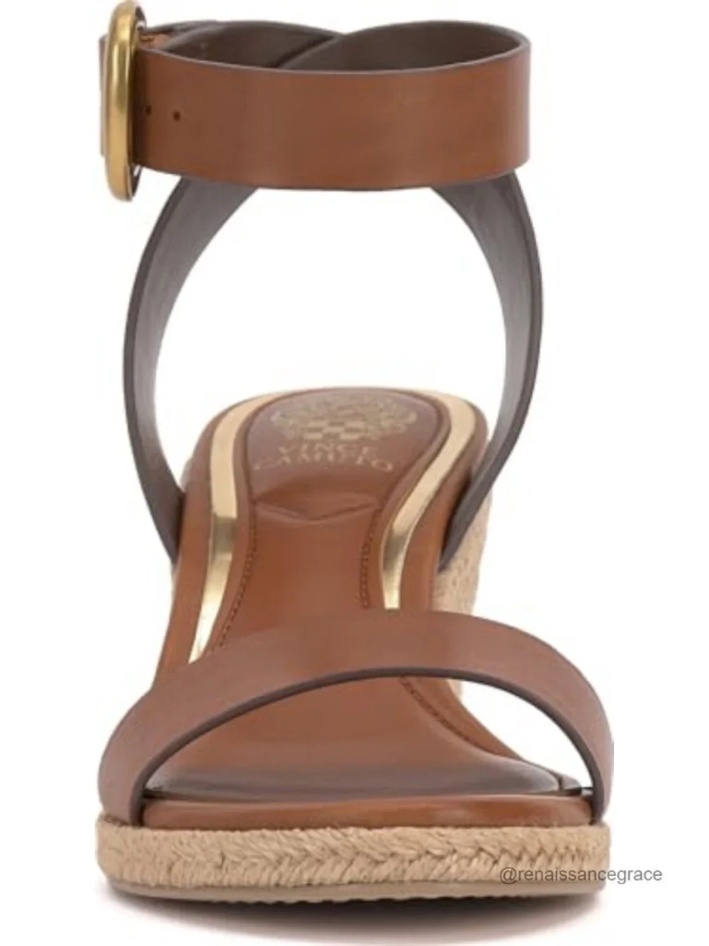 Leather Ankle Strap Espadrille Wedge Sandals Open Toe